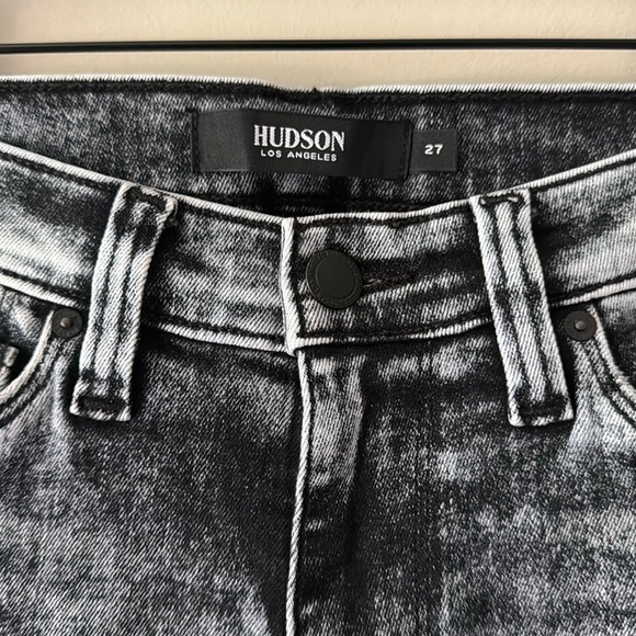 HUDSON JEANS NICO SUPER SKINNY BLACK ACID WASH SIZE 27 - Picture 2 of 9